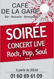 Soirée Concert Live Pop, Rock, Soul • 9 octobre 2015 à partir de 20h30 à Bois le Roi, au Café de la Gare